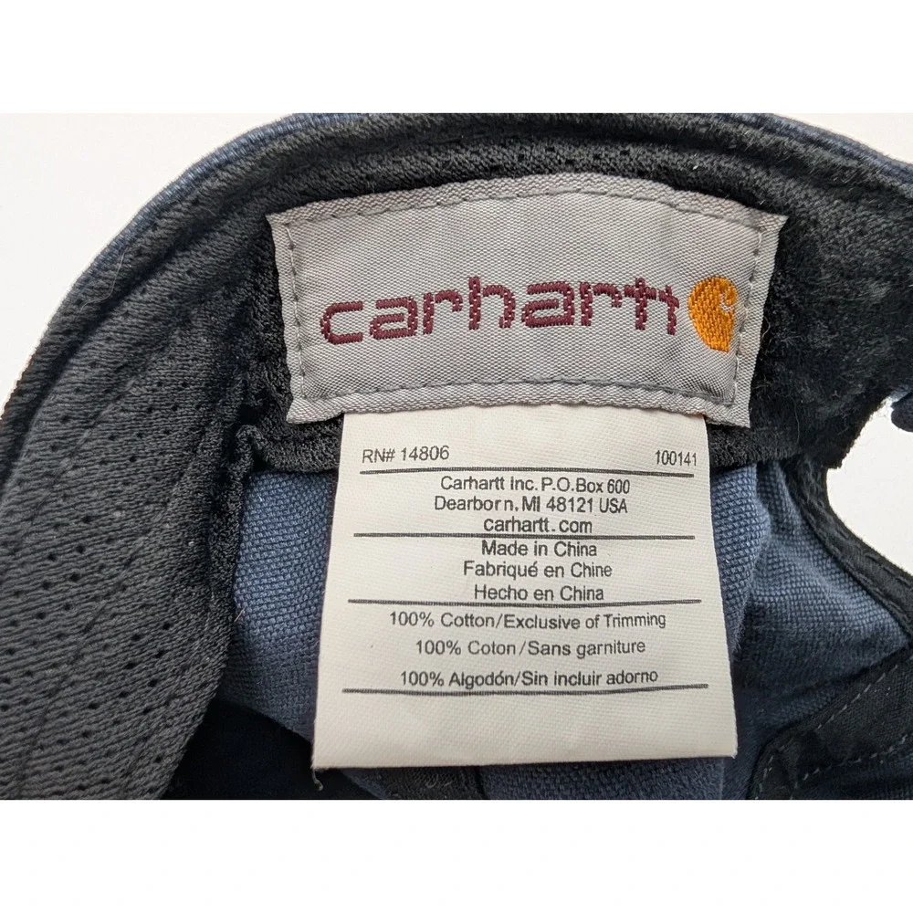 Carhartt Odessa Navy Blue Canvas Baseball Cap Hat 102427 400 Adjustable Men OSFM